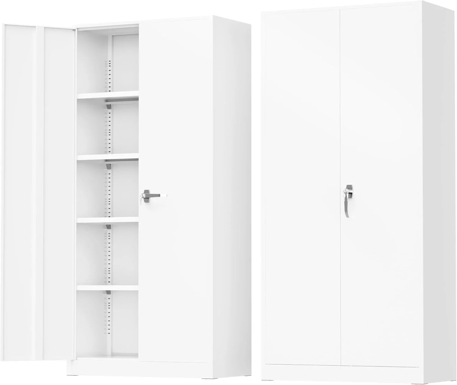Greenvelly Metal Storage Cabinet, 72" Black Locking Metal Cabinet with 2 Doors and 4 Adjustable Shelves, Lockable Garage Storage Cabinets for Home Office, Garage, Kitchen, Living Room