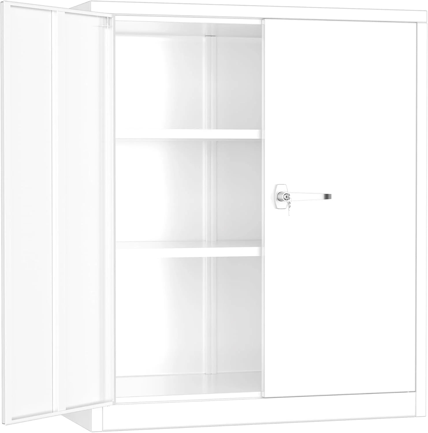 Greenvelly Metal Storage Cabinet, 72" Black Locking Metal Cabinet with 2 Doors and 4 Adjustable Shelves, Lockable Garage Storage Cabinets for Home Office, Garage, Kitchen, Living Room