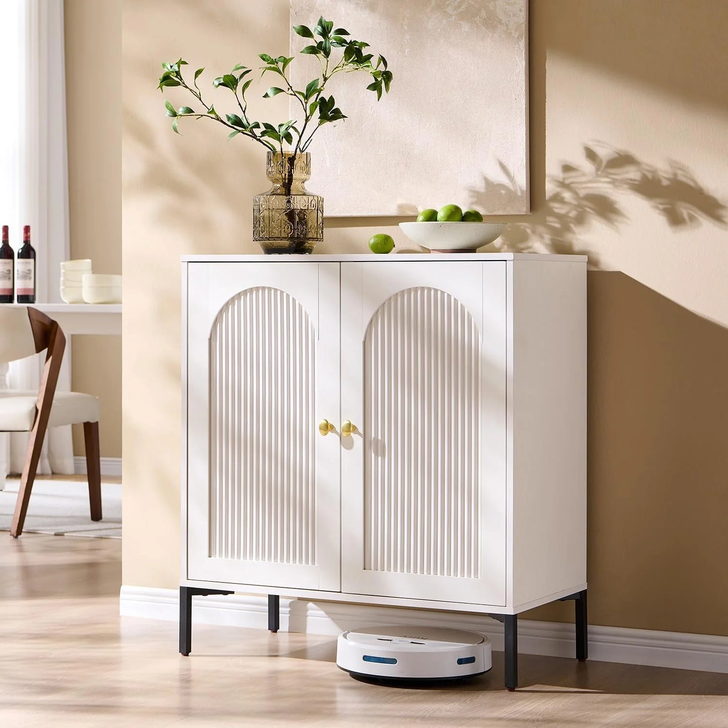 IFGET Modern Buffet Cabinet with Storage 92.63" W Fluted Arched Sideboard Cabinet