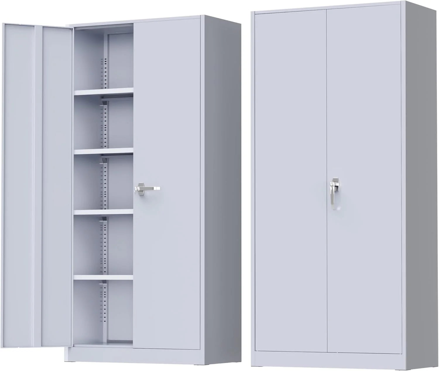 Greenvelly Metal Storage Cabinet, 72" Black Locking Metal Cabinet with 2 Doors and 4 Adjustable Shelves, Lockable Garage Storage Cabinets for Home Office, Garage, Kitchen, Living Room